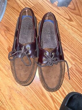 Sperry Two-Tone Brown Suede and Leather Boat Shoes